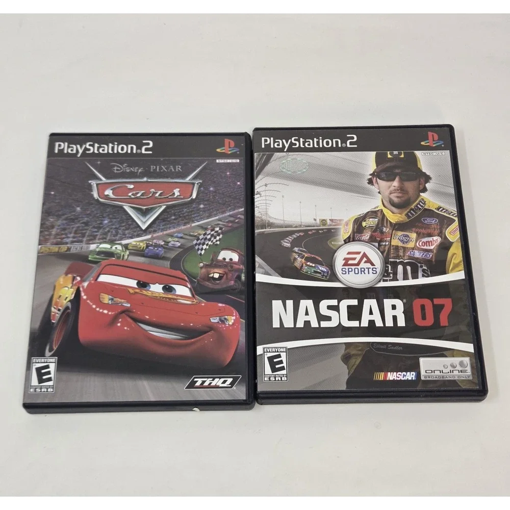 PS2 Racing Lot Disney Pixar Cars & EA Sports NASCAR 07 Complete CIB w Manual